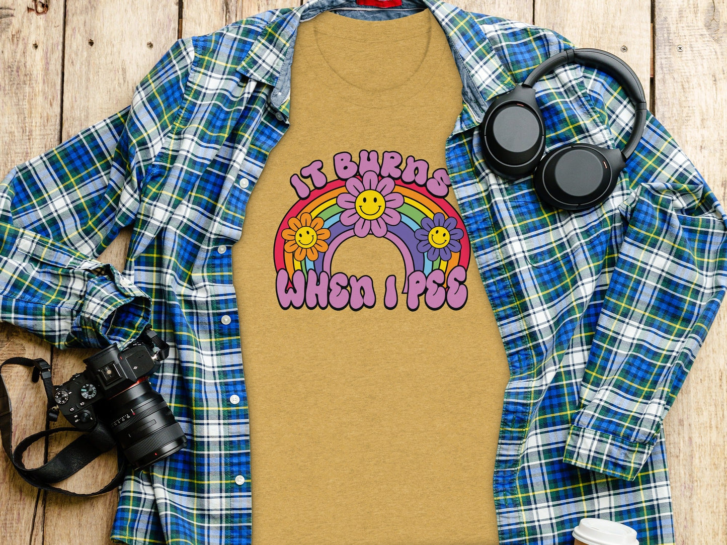 It Burns When I Pee Rainbow Flowers Graphic T-Shirt