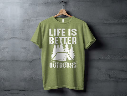Life Is Better Outdoors Camping Tent Graphic Novelty T-Shirt