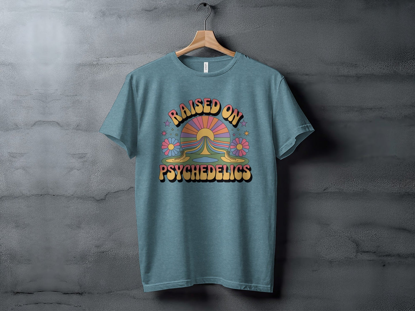 Raised On Psychedelics Retro Groovy Hippie Style T-Shirt
