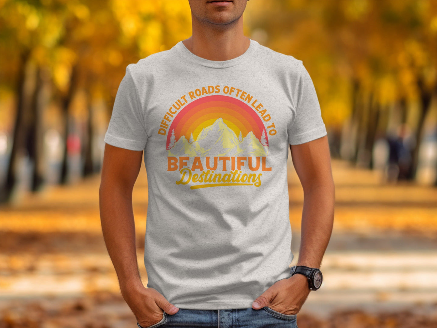 Difficult Roads Beautiful Destinations Retro Style T-Shirt Long Sleeve T-Shirt