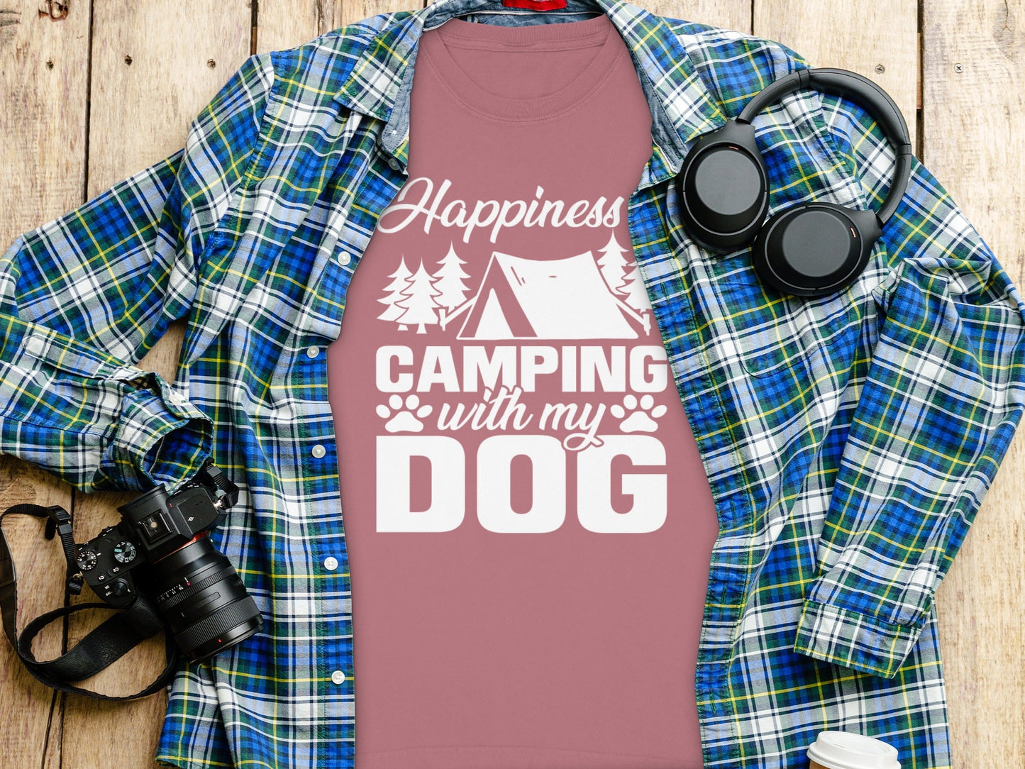 Happiness Is Camping With My Dog Great Outdoor Adventure Long Sleeve T-Shirt