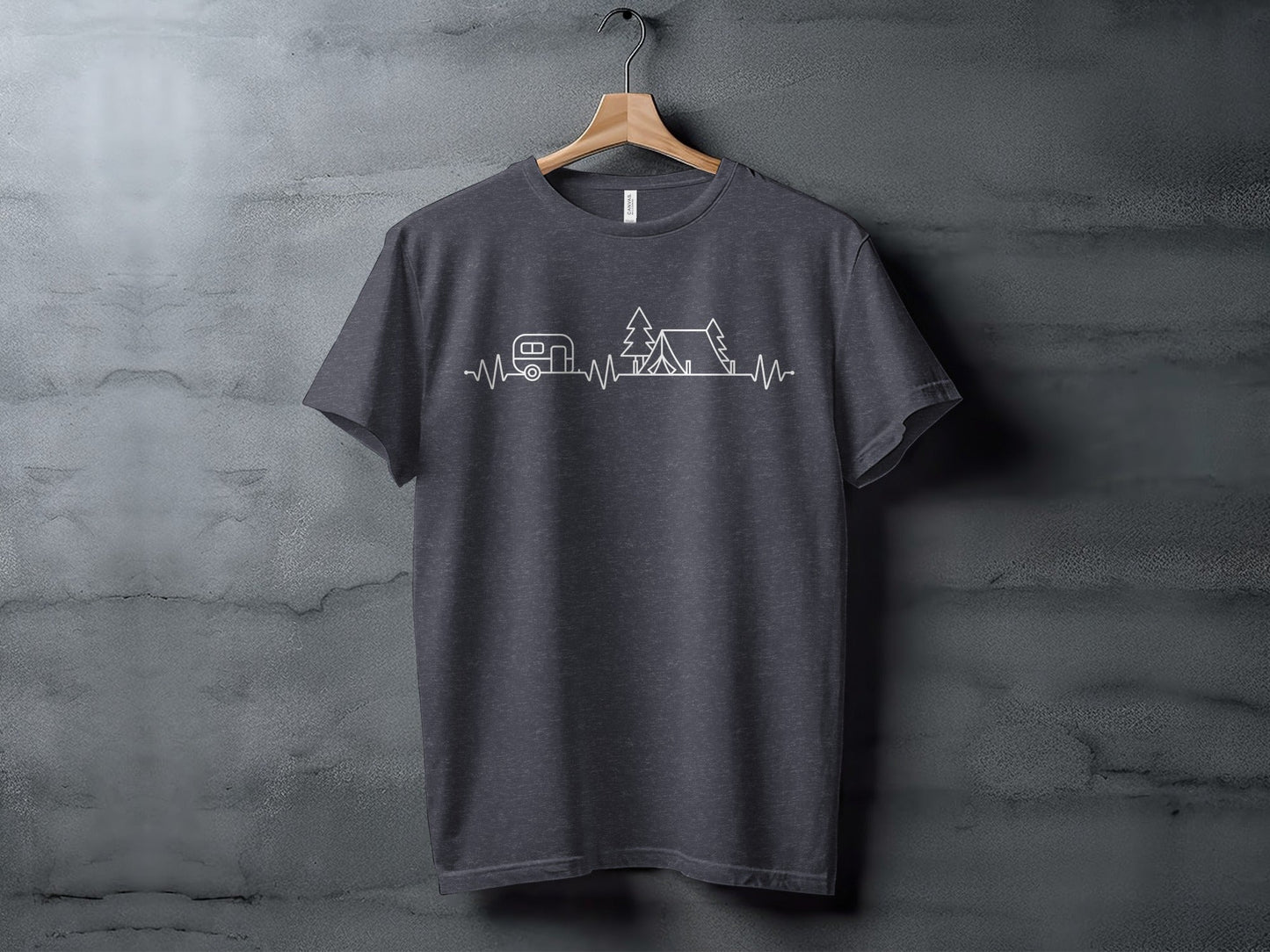 Camping Heartbeat Graphic Summer Outdoor Adventure T-Shirt