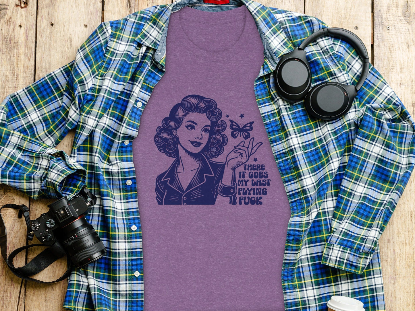 Retro Girl Butterfly Last Flying F Word Phrase T-Shirt