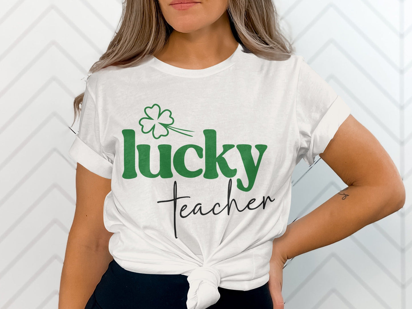 Lucky Teacher Saint Patricks Day Design Graphic T-Shirt