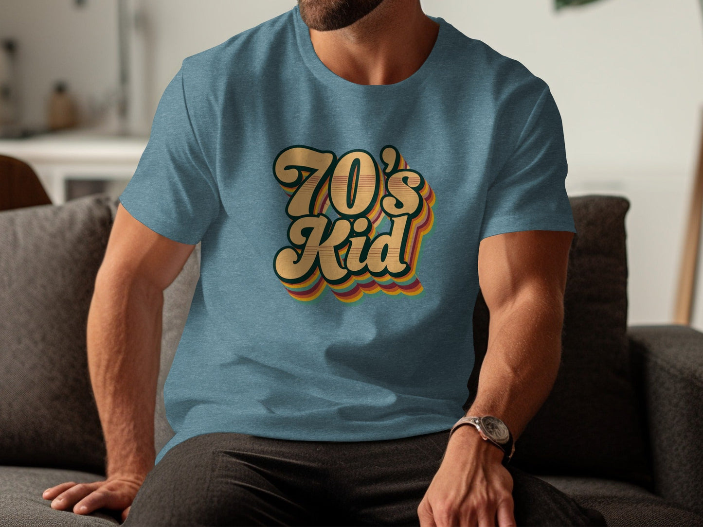Retro Style 70s Kid With Colorful Layers T-Shirt