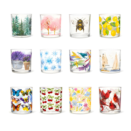 Colorful Birds Votive Glass 3 Inch Holder