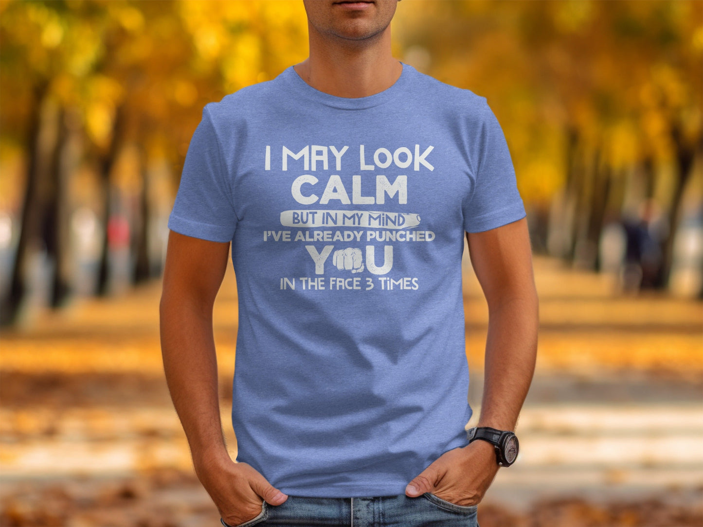 I May Look Calm Already Punched You Funny Graphic T-Shirt