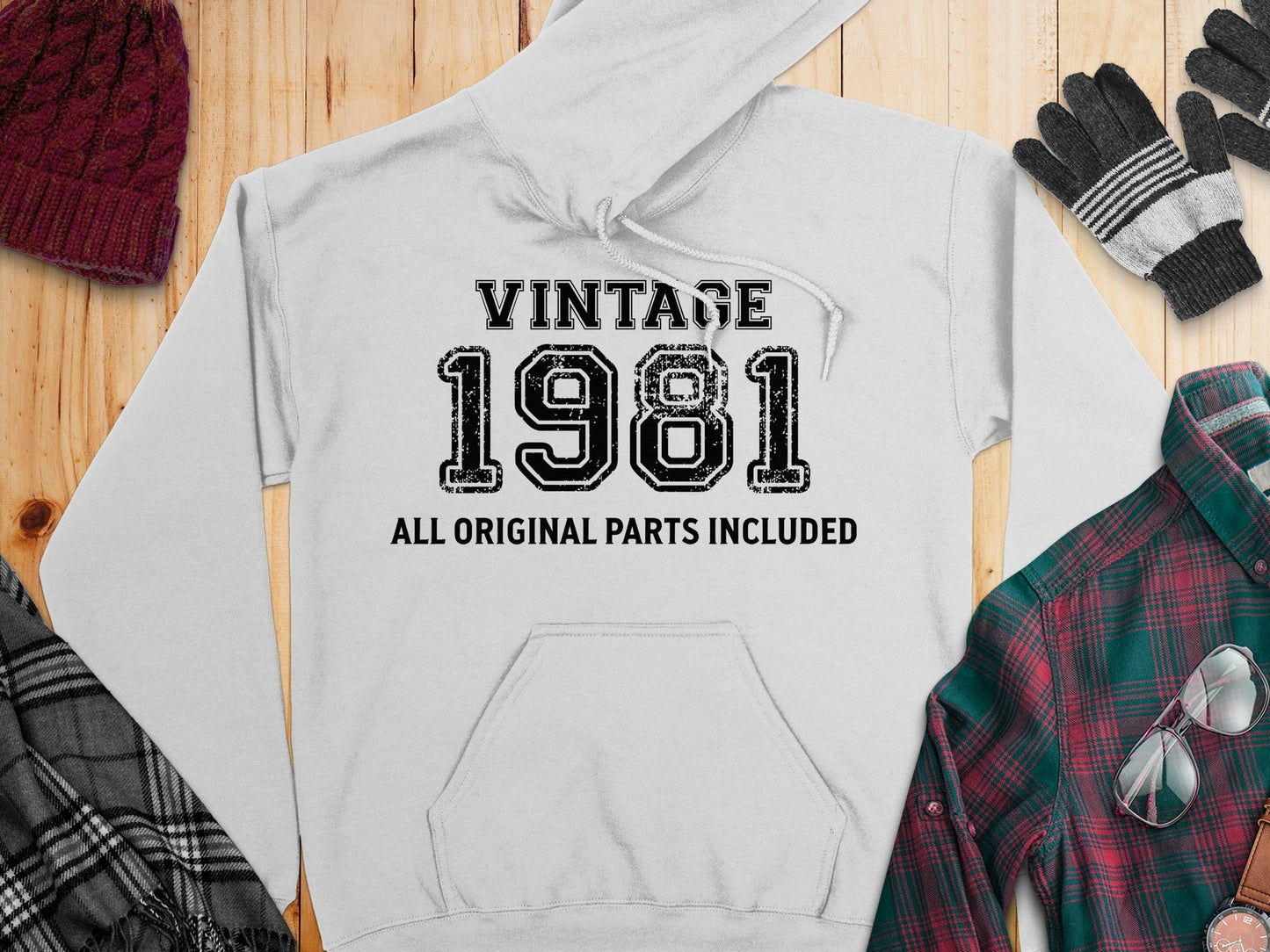 Vintage 1981 All Original Parts Included Birthday Hoodie