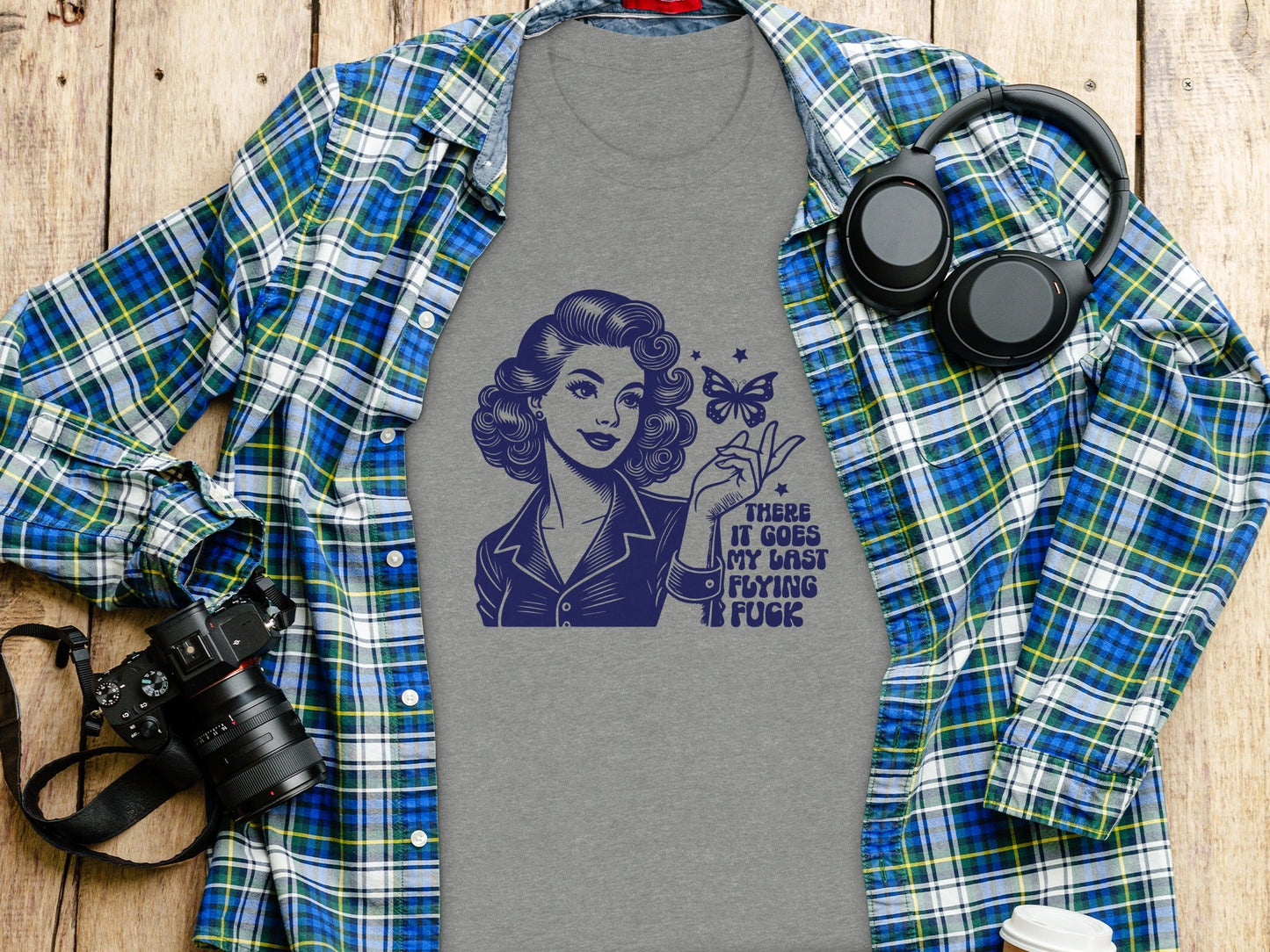 Retro Girl Butterfly Last Flying F Word Phrase T-Shirt