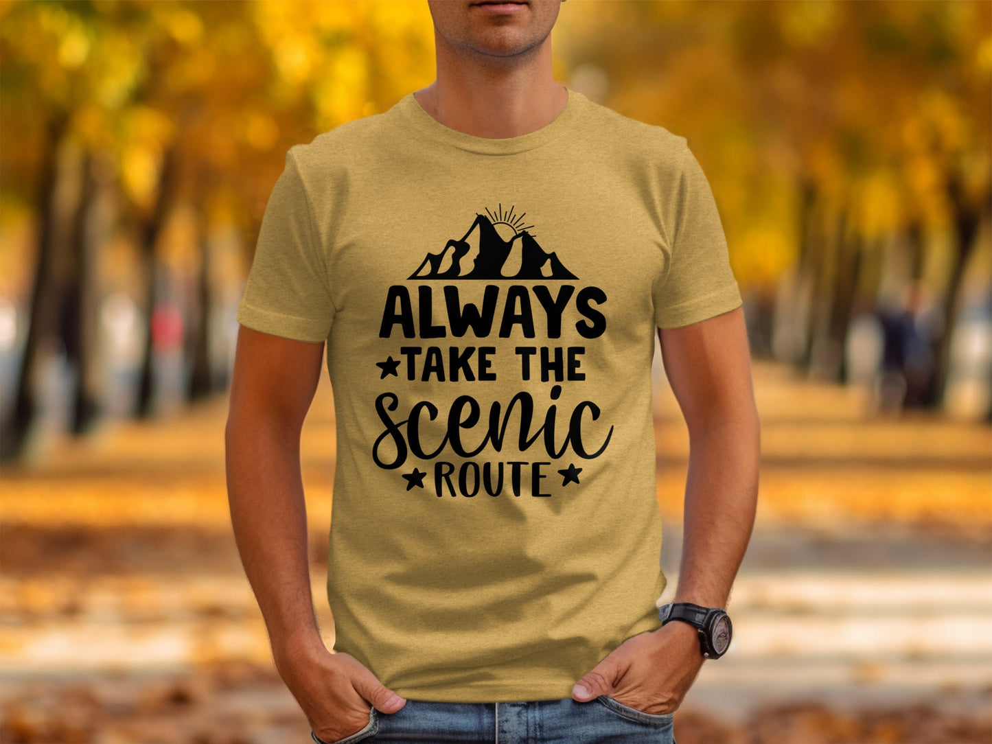 Always Take The Scenic Route With Mountains T-Shirt