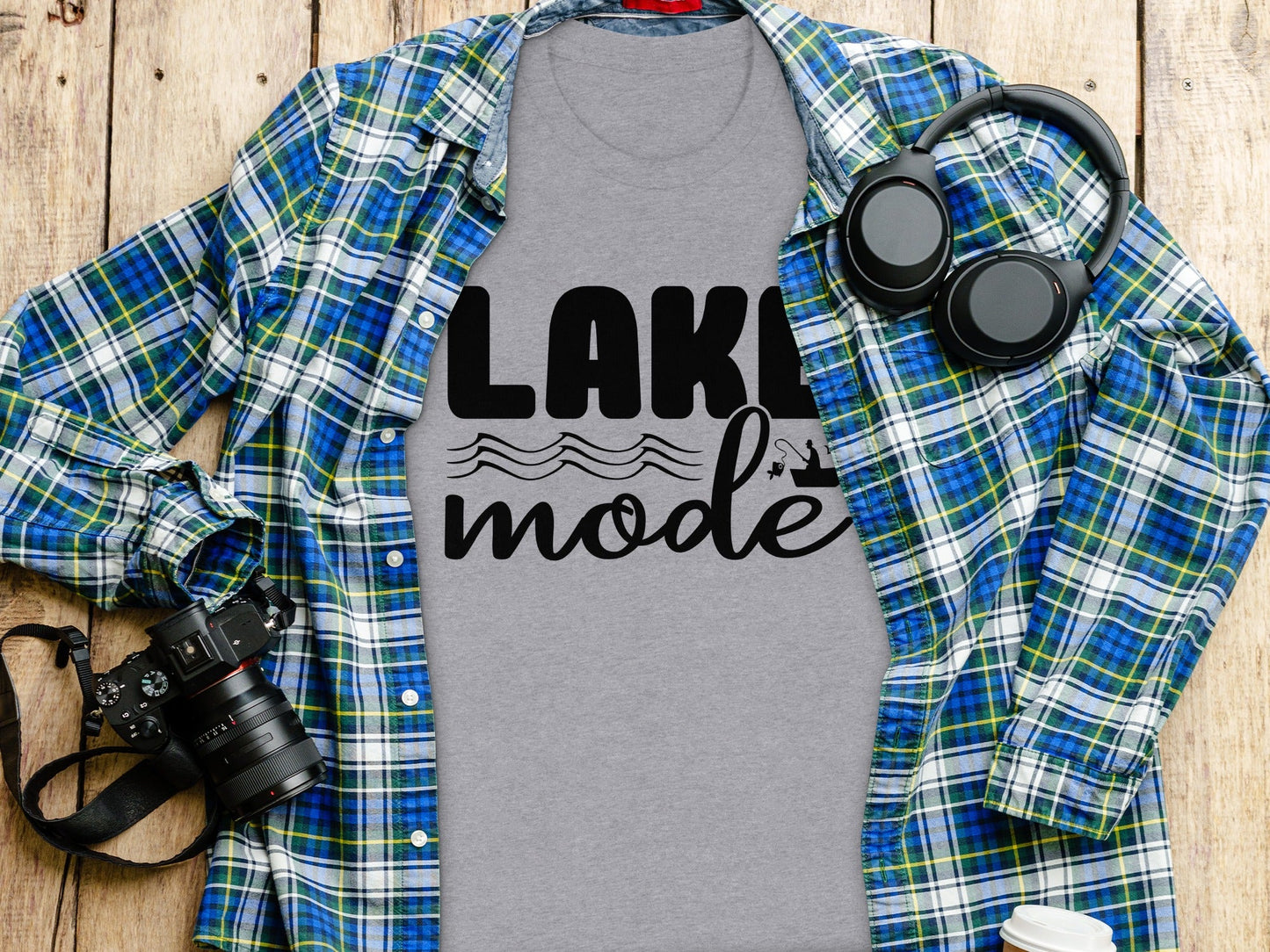 Lake Mode With Fishing Design Graphic Great Outdoors T-Shirt