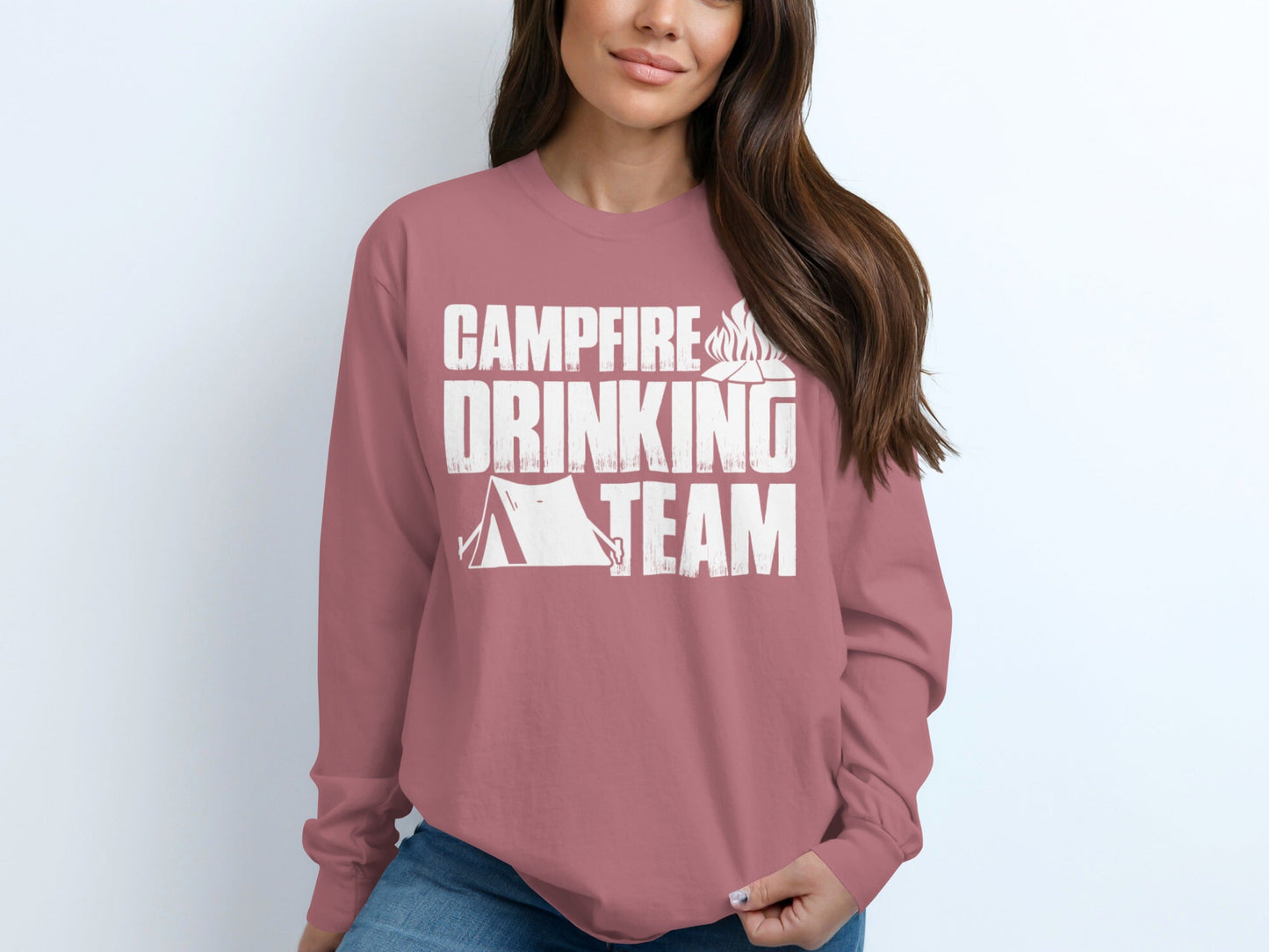 Campfire Drinking Team Graphic Design Great Gift Long Sleeve T-Shirt