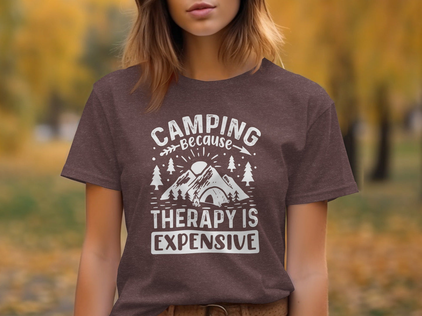 Camping Because Therapy Is Expensive Graphic T-Shirt