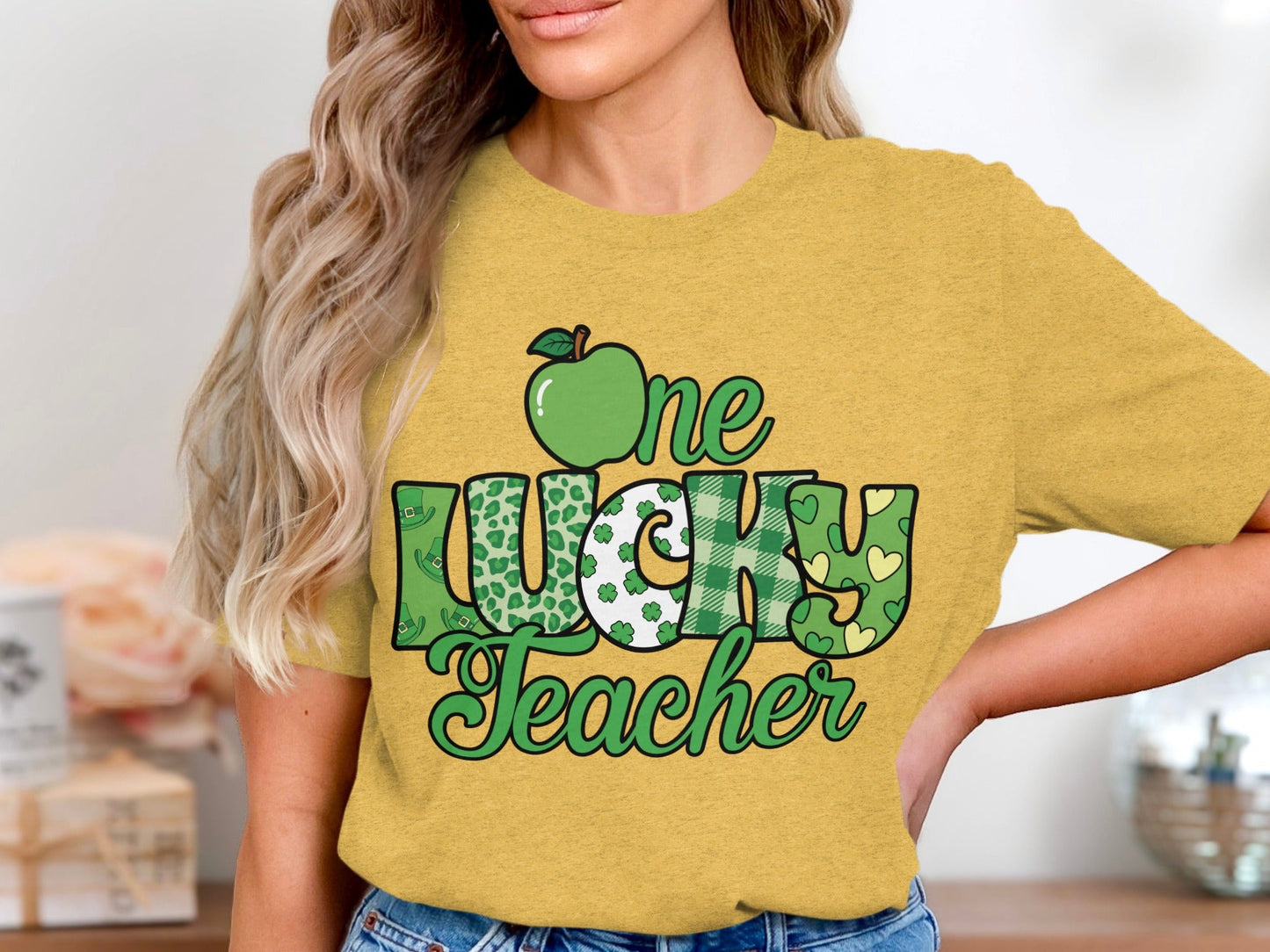 One Lucky Teacher Happy St Patricks Day Graphic T-Shirt