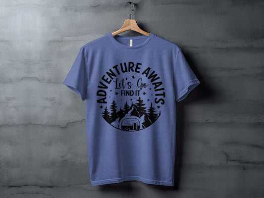 Adventure Awaits Let's Go Find It Silhouette Camper T-Shirt