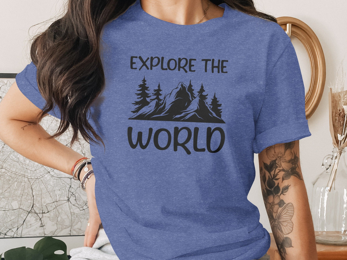 Explore The World Mountain Silhouette Hiking Adventure T-Shirt