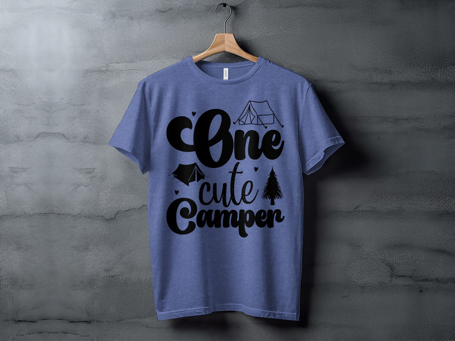 One Cute Camper Tent and Pine Tree Camping Design T-Shirt