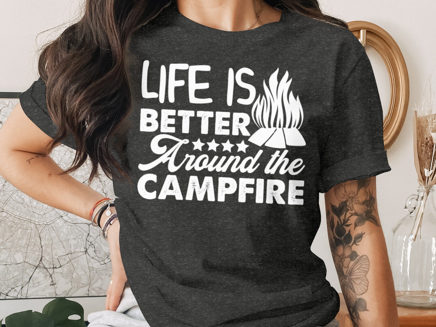 Life Is Better Around The Campfire Graphic Print T-Shirt