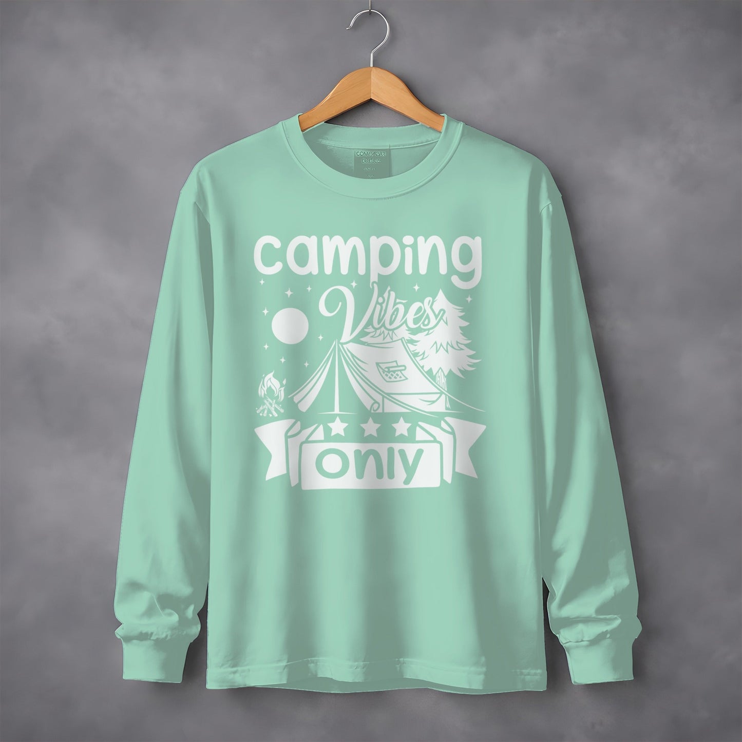 Camping Vibes Stars Only With Tent Graphic Long Sleeve T-Shirt