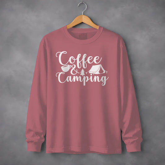 Coffee and Camping Adventure Design Long Sleeve T-Shirt