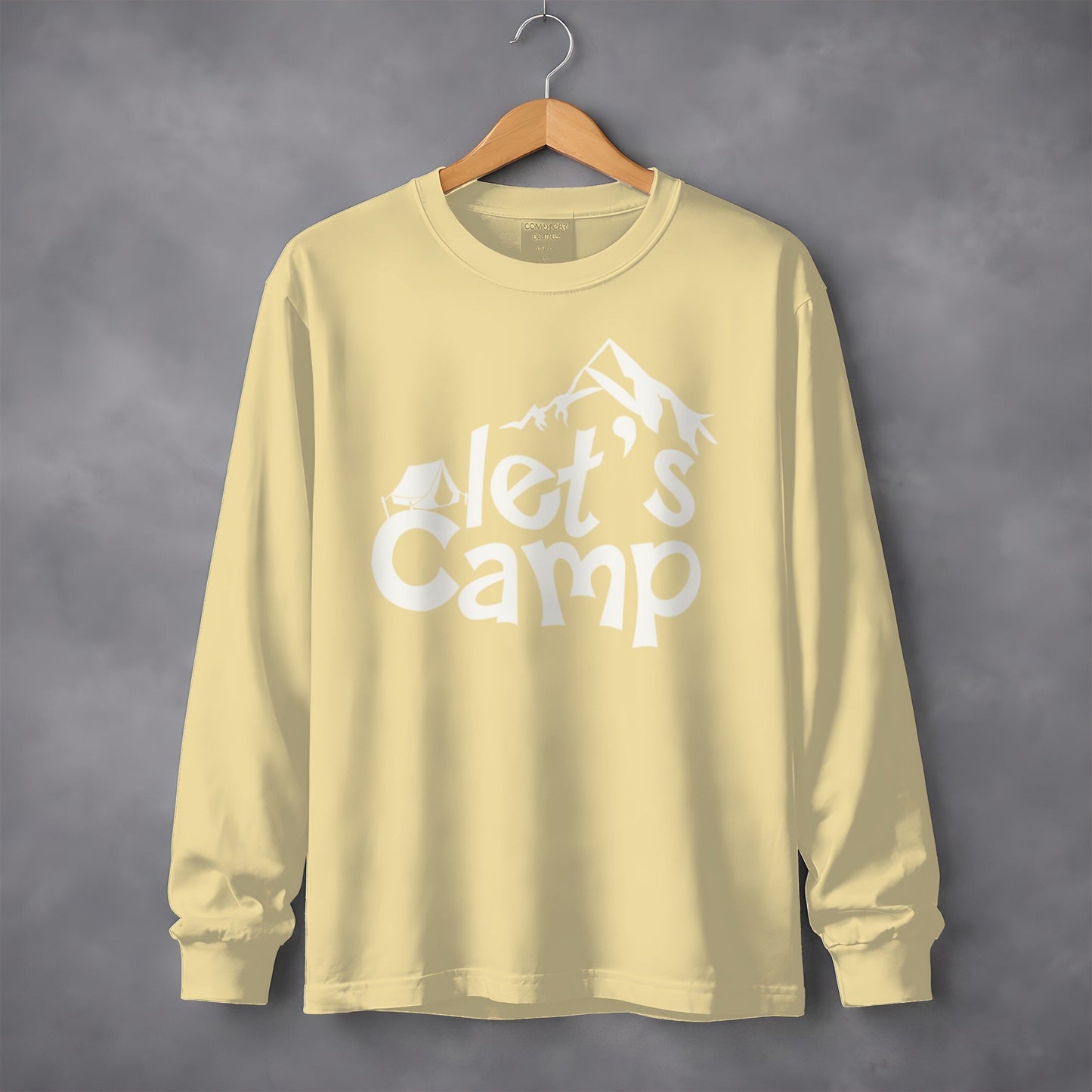 Let's Camp Tent and Mountain Design Adventure Long Sleeve T-Shirt