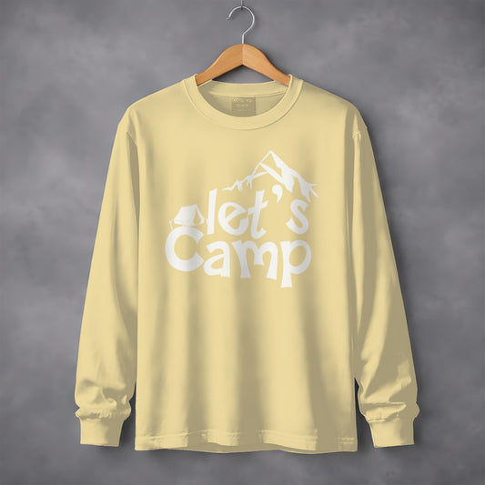 Let's Camp Tent and Mountain Design Adventure Long Sleeve T-Shirt