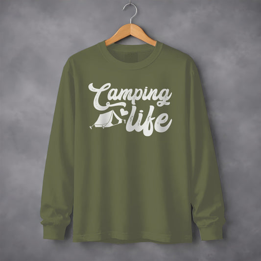 Camping Life with Tent and Heart Great Outdoors Long Sleeve T-Shirt