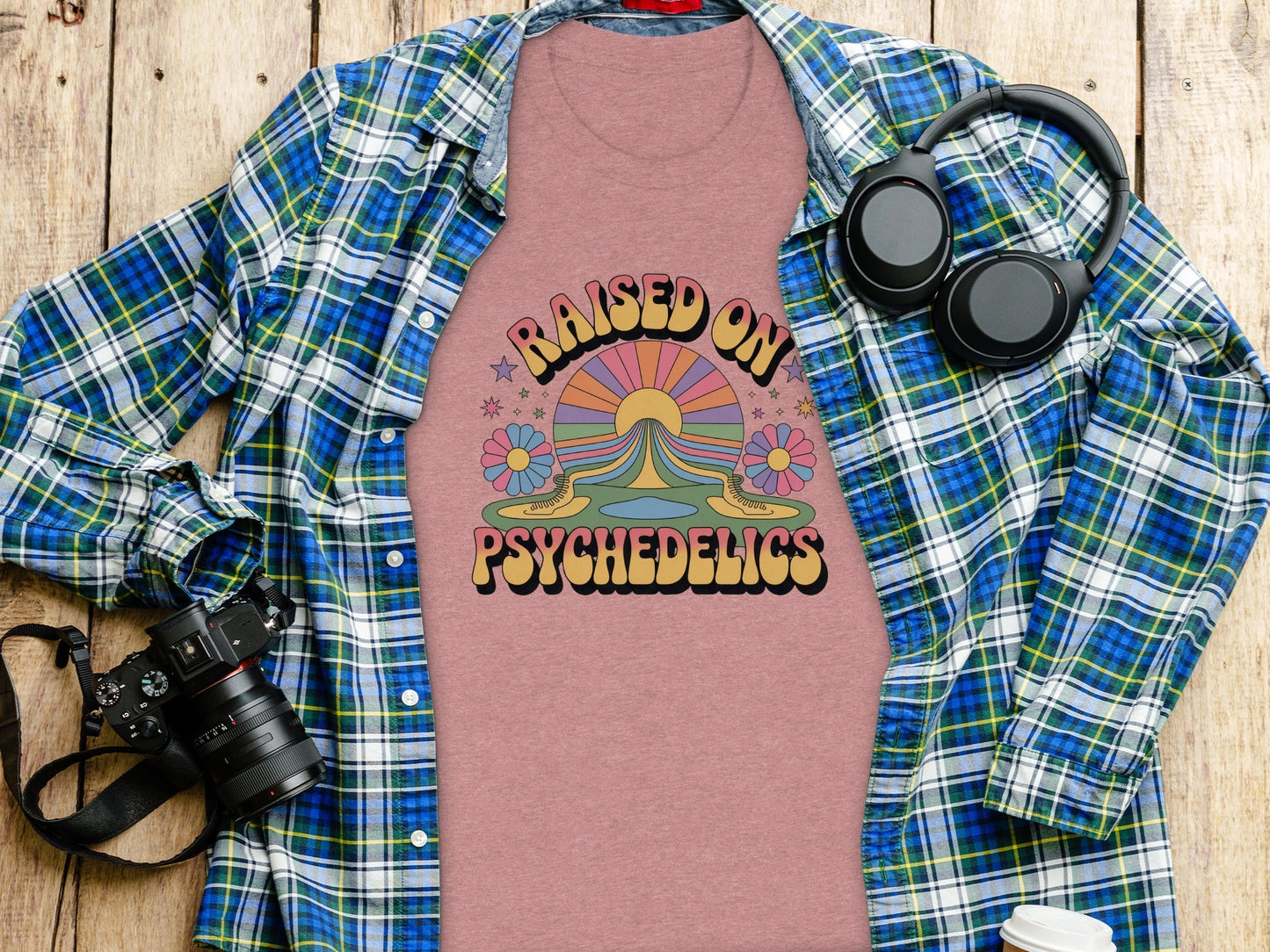 Raised On Psychedelics Retro Groovy Hippie Style T-Shirt