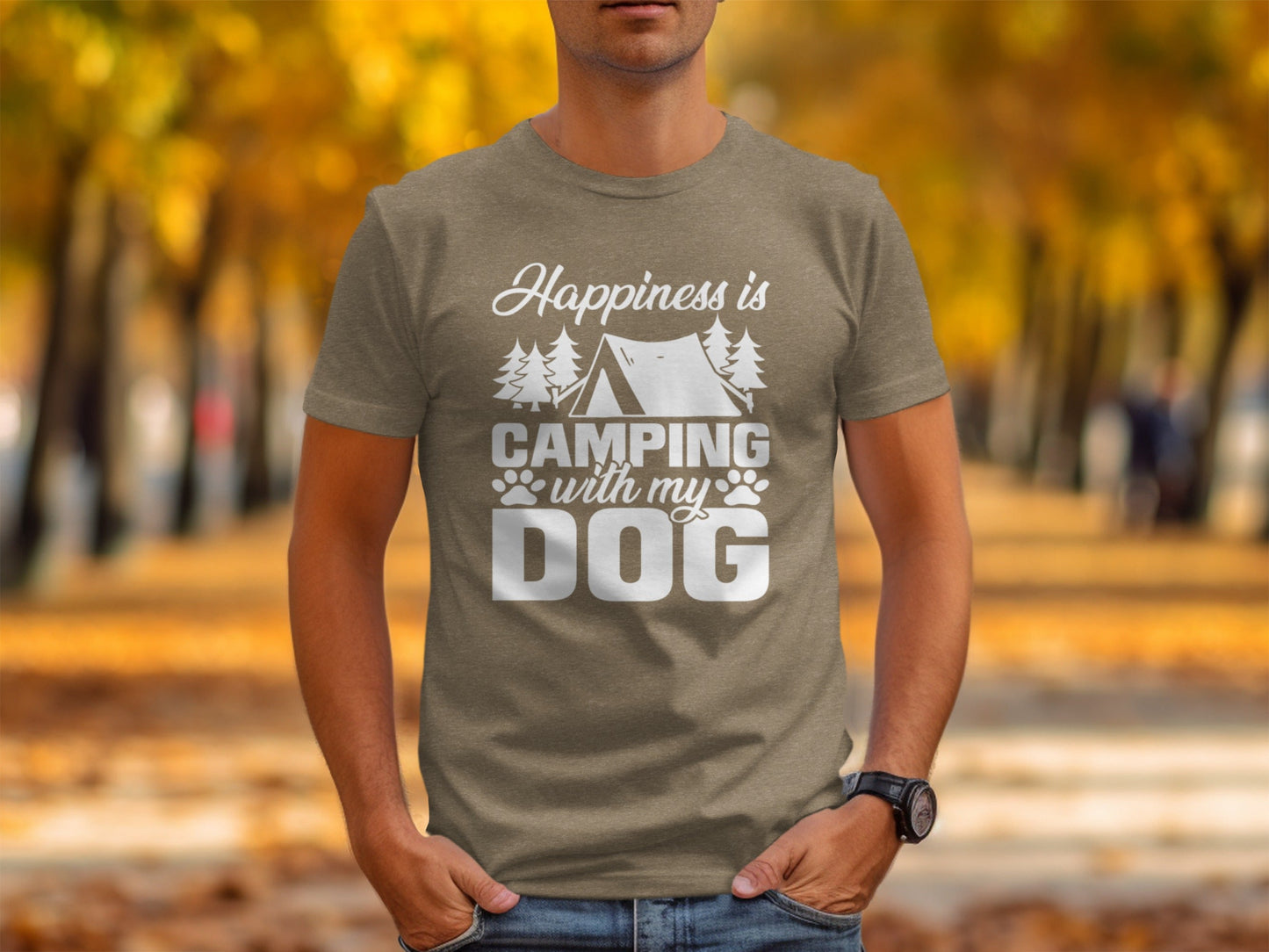 Happiness is Camping with My Dog Awesome Graphic T-Shirt