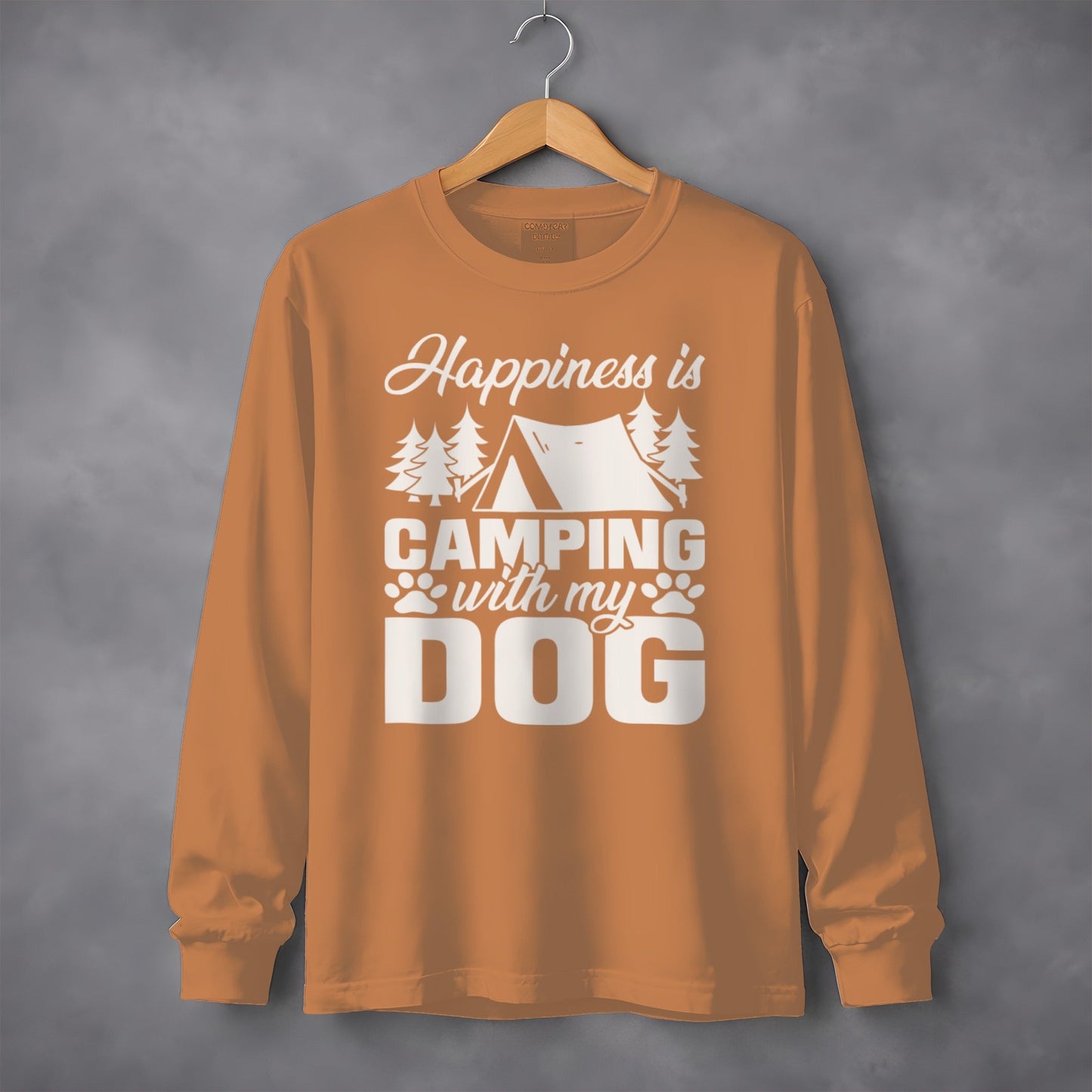 Happiness Is Camping With My Dog Great Outdoor Adventure Long Sleeve T-Shirt