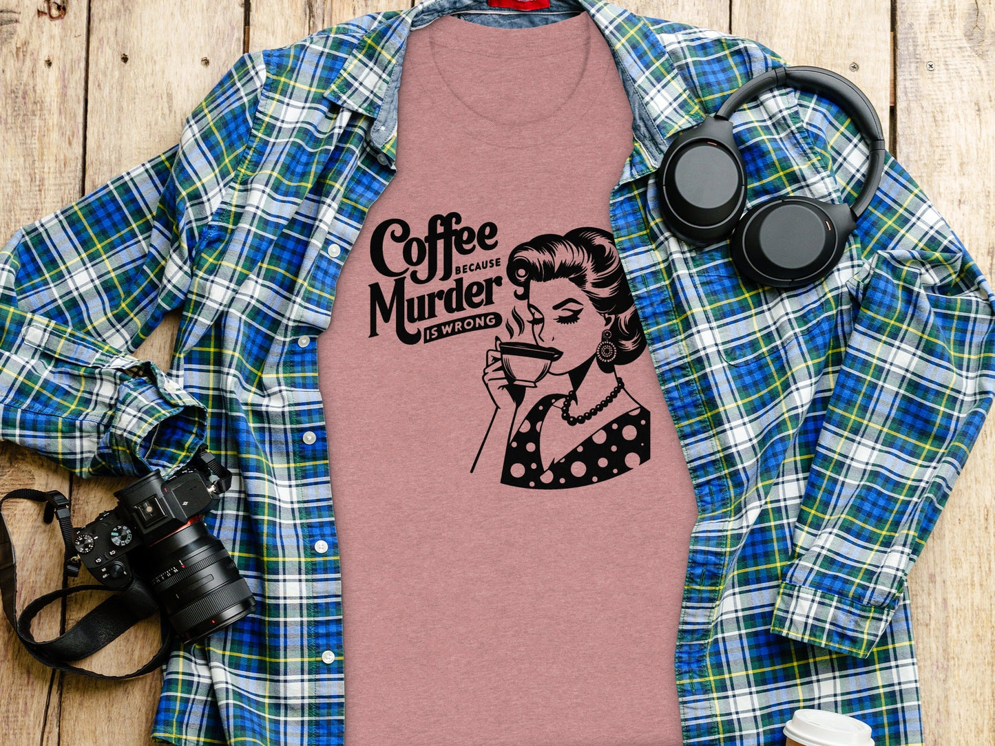 Coffee Because Murder Is Wrong Funny Graphic T-Shirt