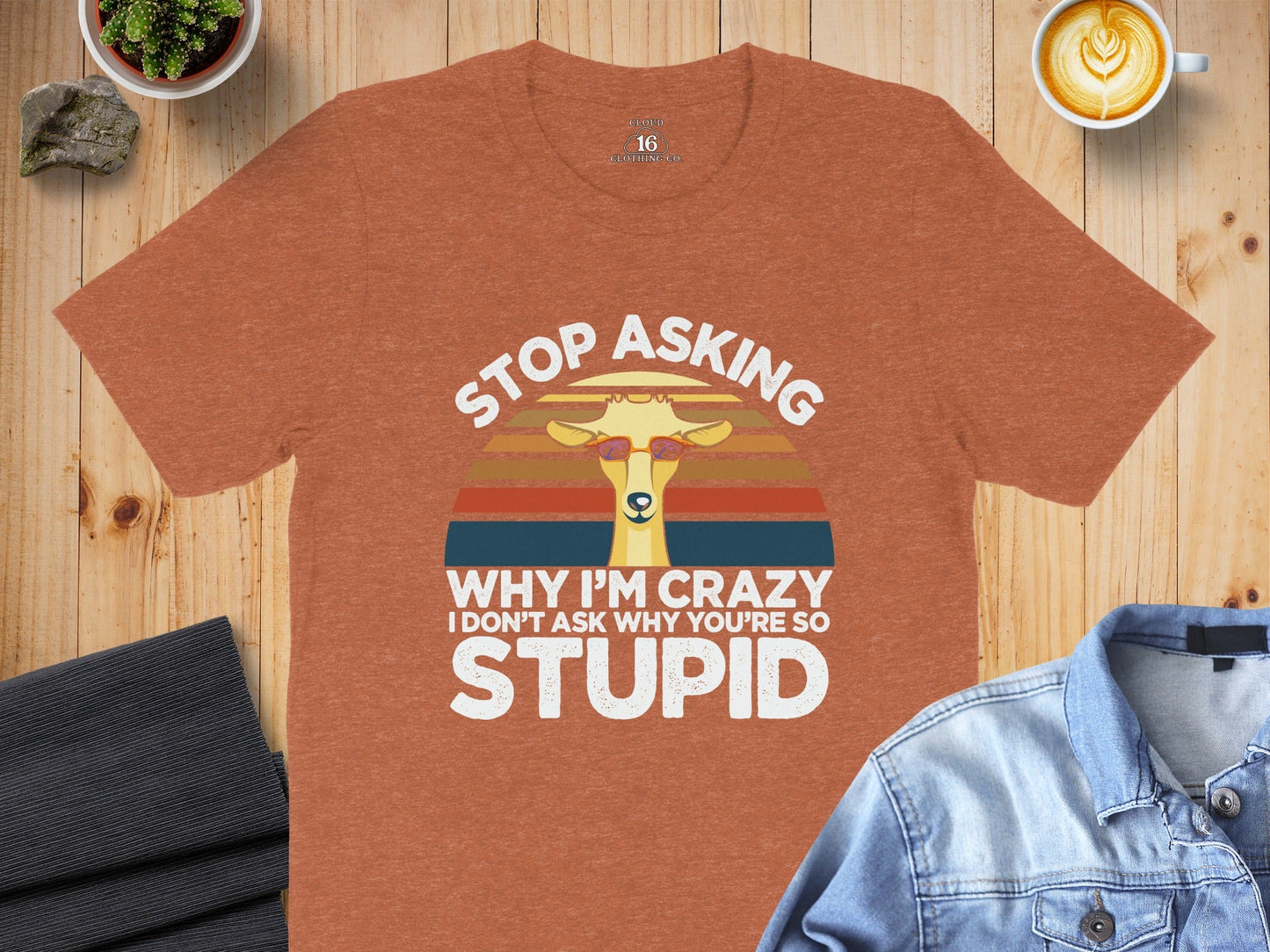 Stop Asking Why I'm Crazy Funny Llama Graphic T-Shirt
