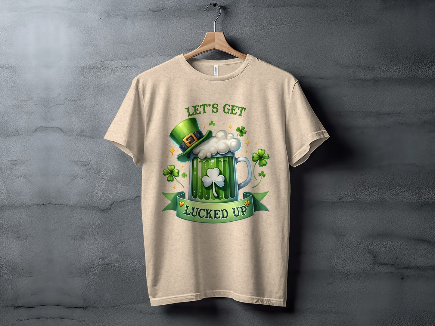 Lets Get Lucked Up T-Shirts, St Patricks Day Apparel, Irish Beer Mug, Clover Graphic Tee, Good Luck Shirts, Holiday T-Shirt, Festive Outfit
