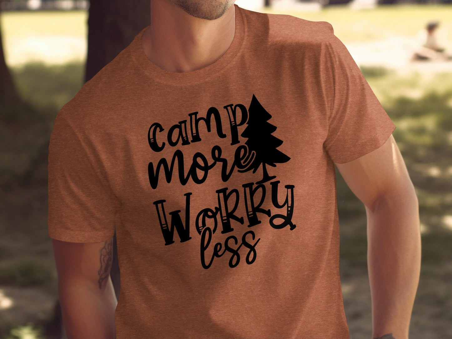 Camp More Worry Less Outdoors Adventure Graphic T-Shirt