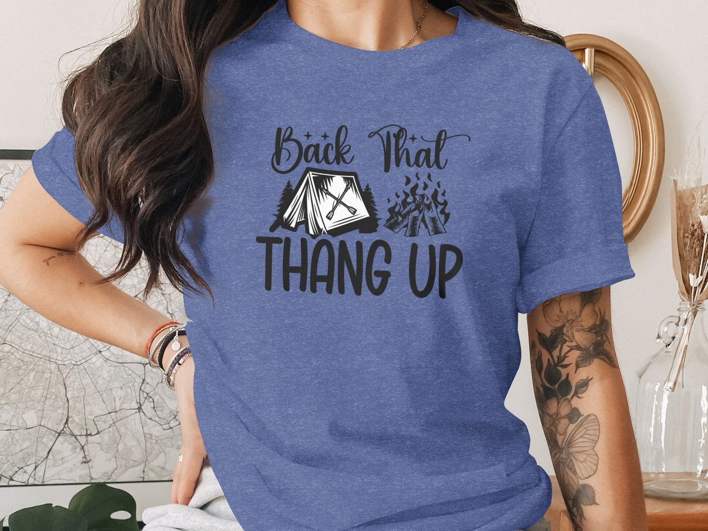 Back That Thang Up Camping Outdoors Tent Fire T-Shirt