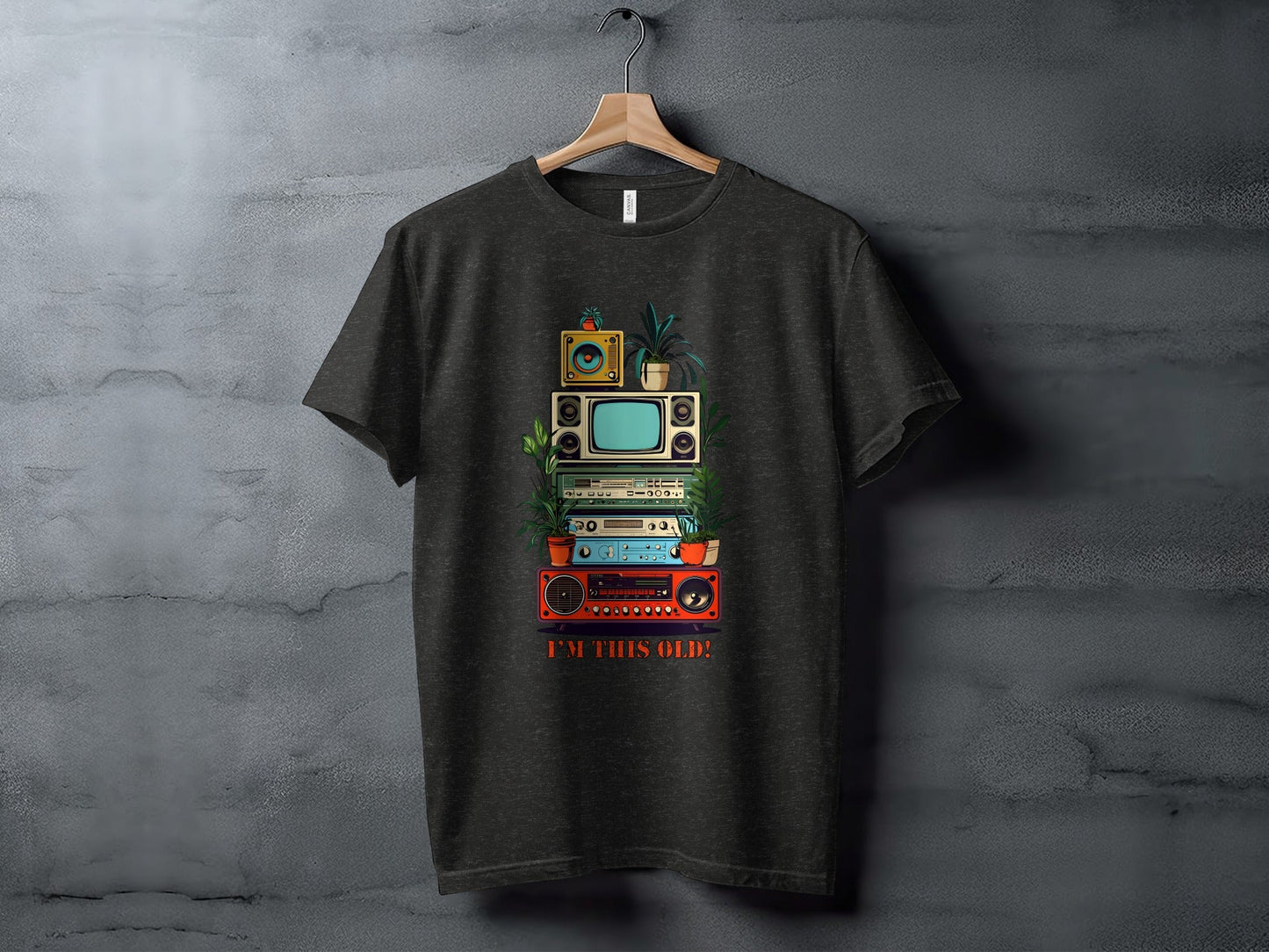 I'm This Old Electronics Tower With Plants Graphic T-Shirt