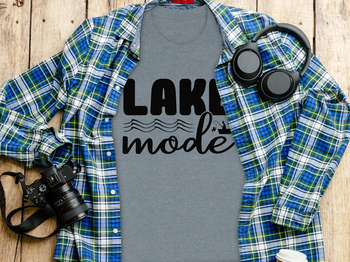 Lake Mode With Fishing Design Graphic Great Outdoors T-Shirt