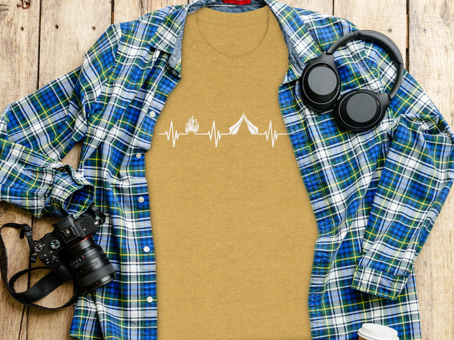 Camping Heartbeat With Tent Plus Fire Summer Camp T-Shirt