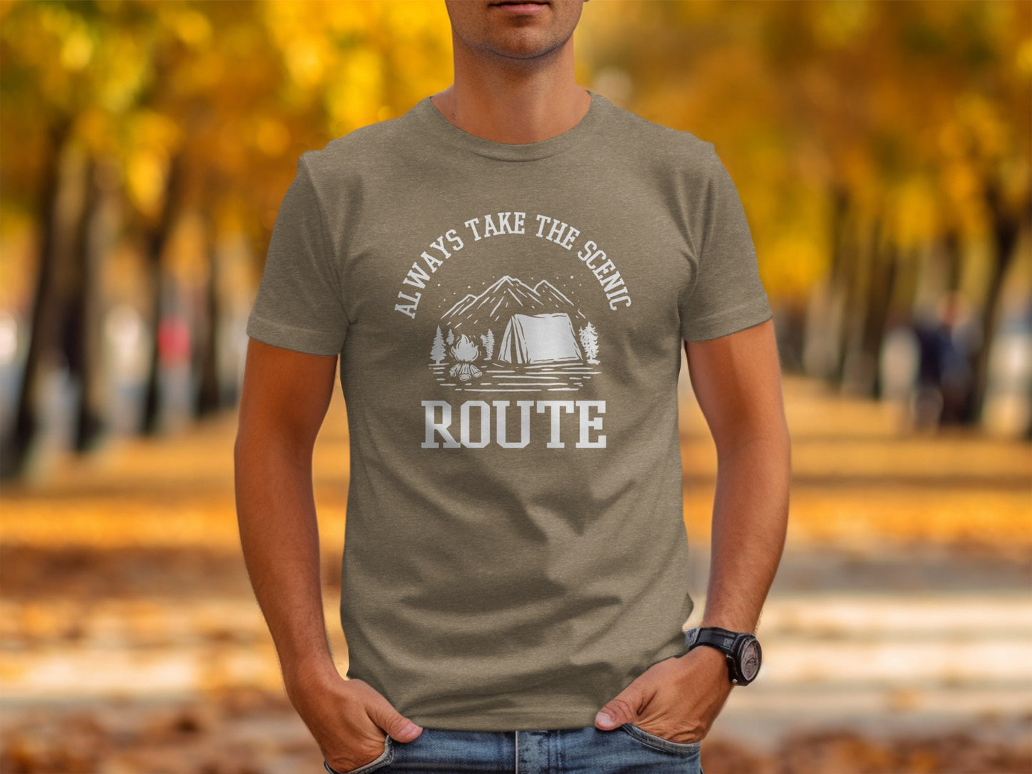 Always Take The Scenic Route Camping Adventure T-Shirt
