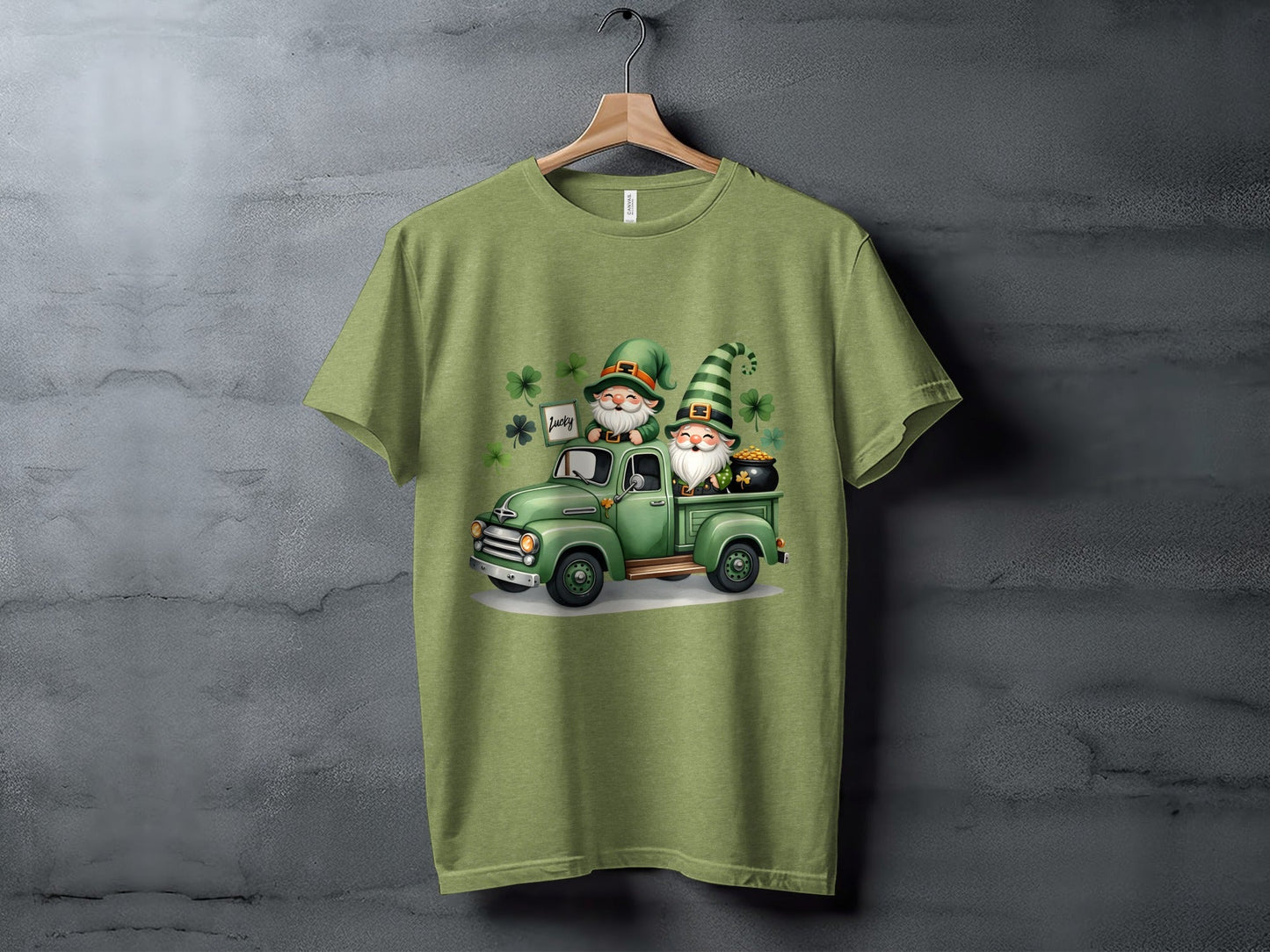 St Patricks Day T-Shirts, Lucky Gnomes, Green Truck, Four Leaf Clover, Irish, Leprechaun, Holiday, Festive, Cute