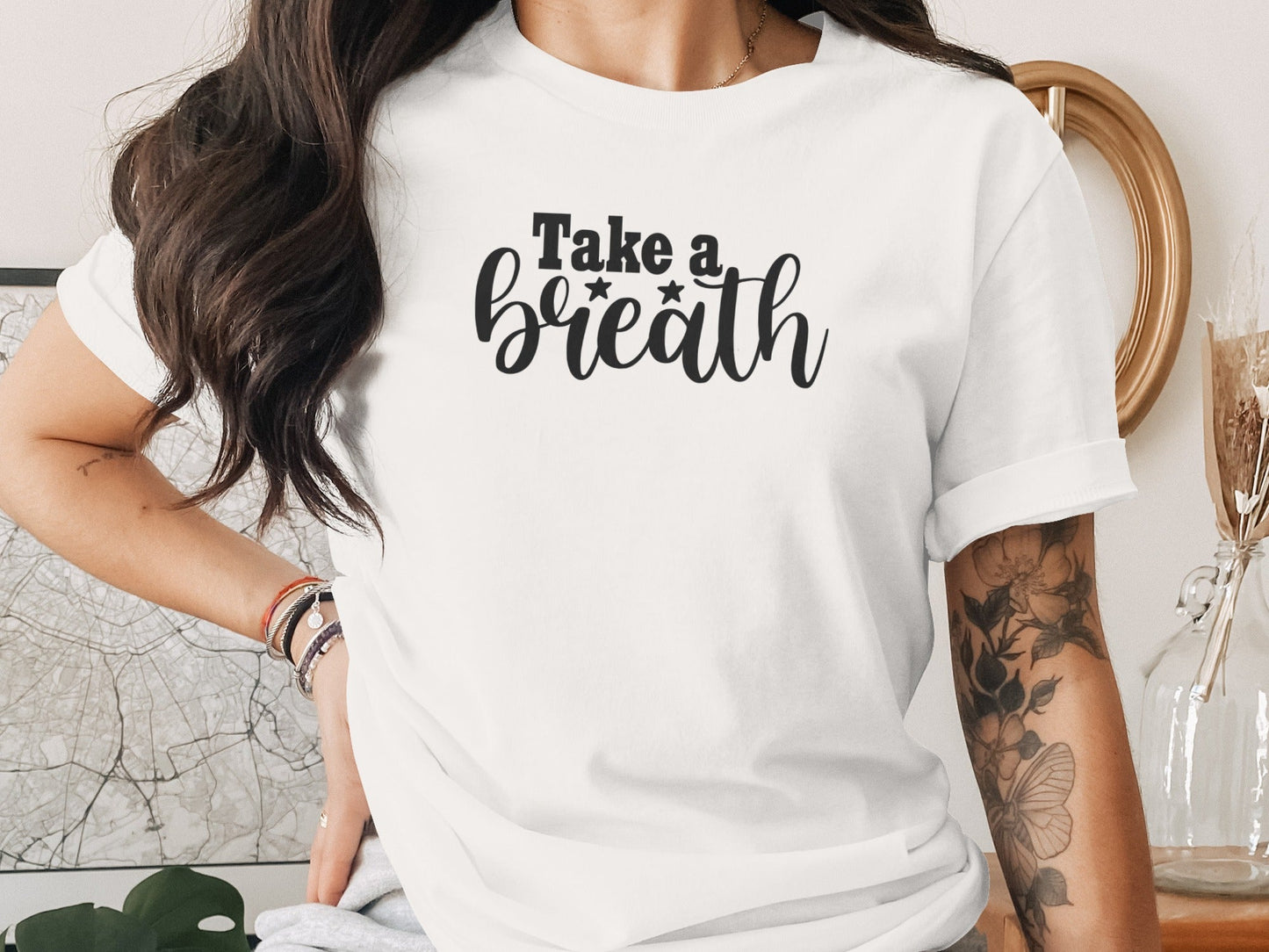Take a Breath Graphic Two Stars Design Inspiration T-Shirt