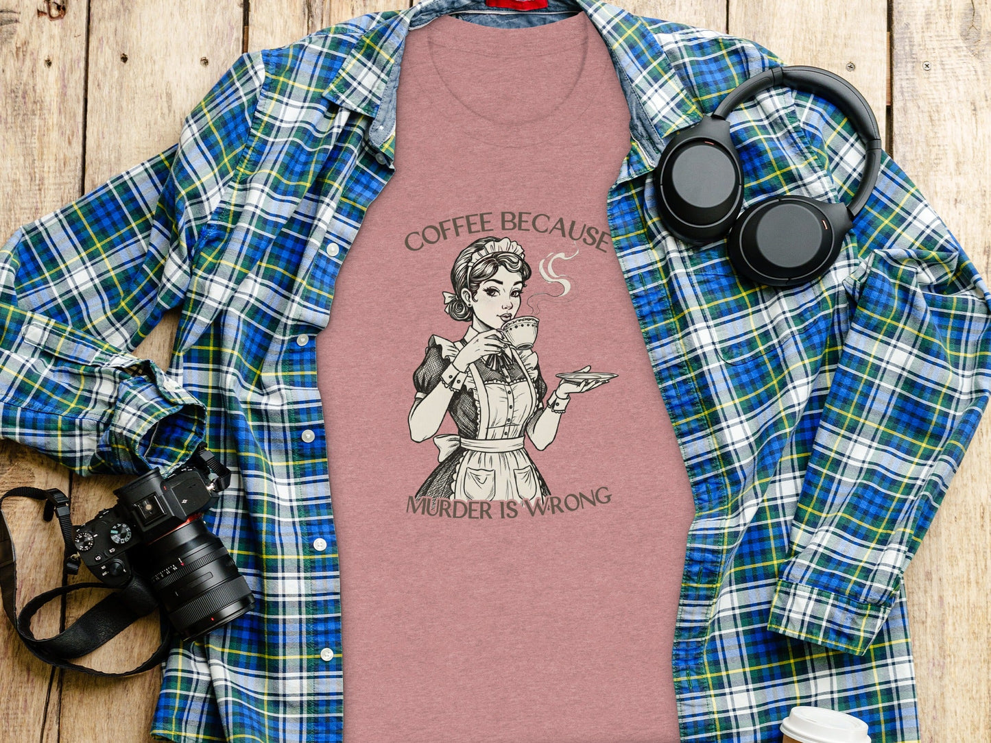 Coffee Because Murder is Wrong Funny Vintage Style T-Shirt