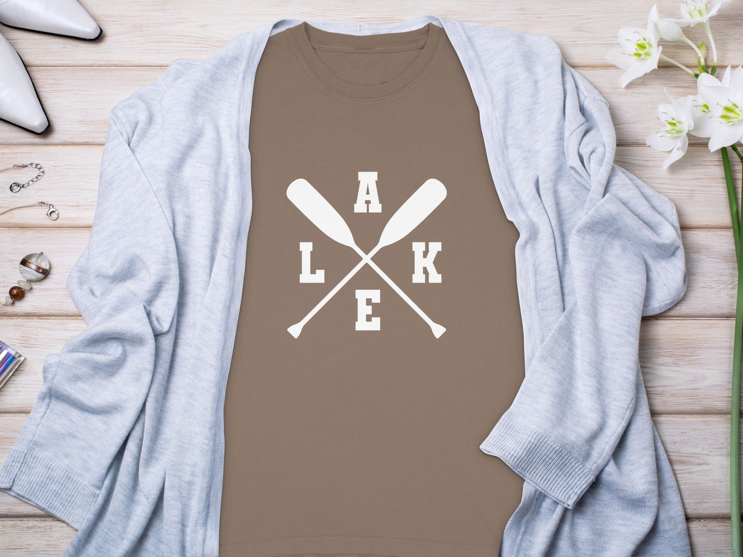 A Lake With Crossed Paddles Graphic Long Sleeve T-Shirt