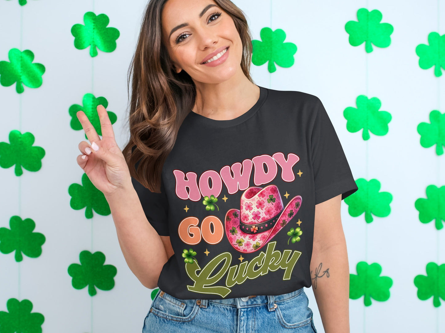 Howdy Go Lucky T-Shirts, St Patricks Day, Cowboy Hat, Shamrock, Good Luck, Festive Apparel, Lucky Shirt, Irish Pride