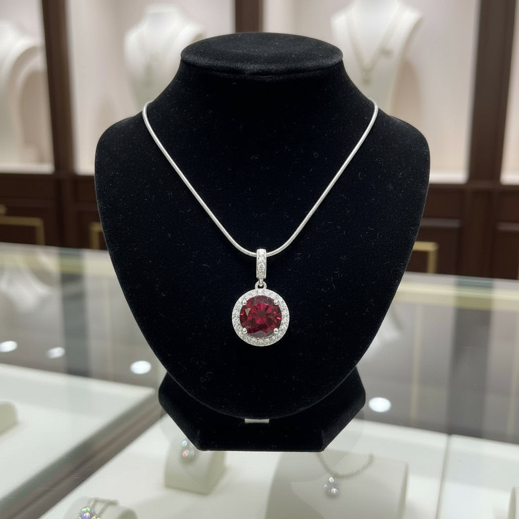 Circle of Life Pendant with Halo<br>Round Portuguese Cut • 7mm