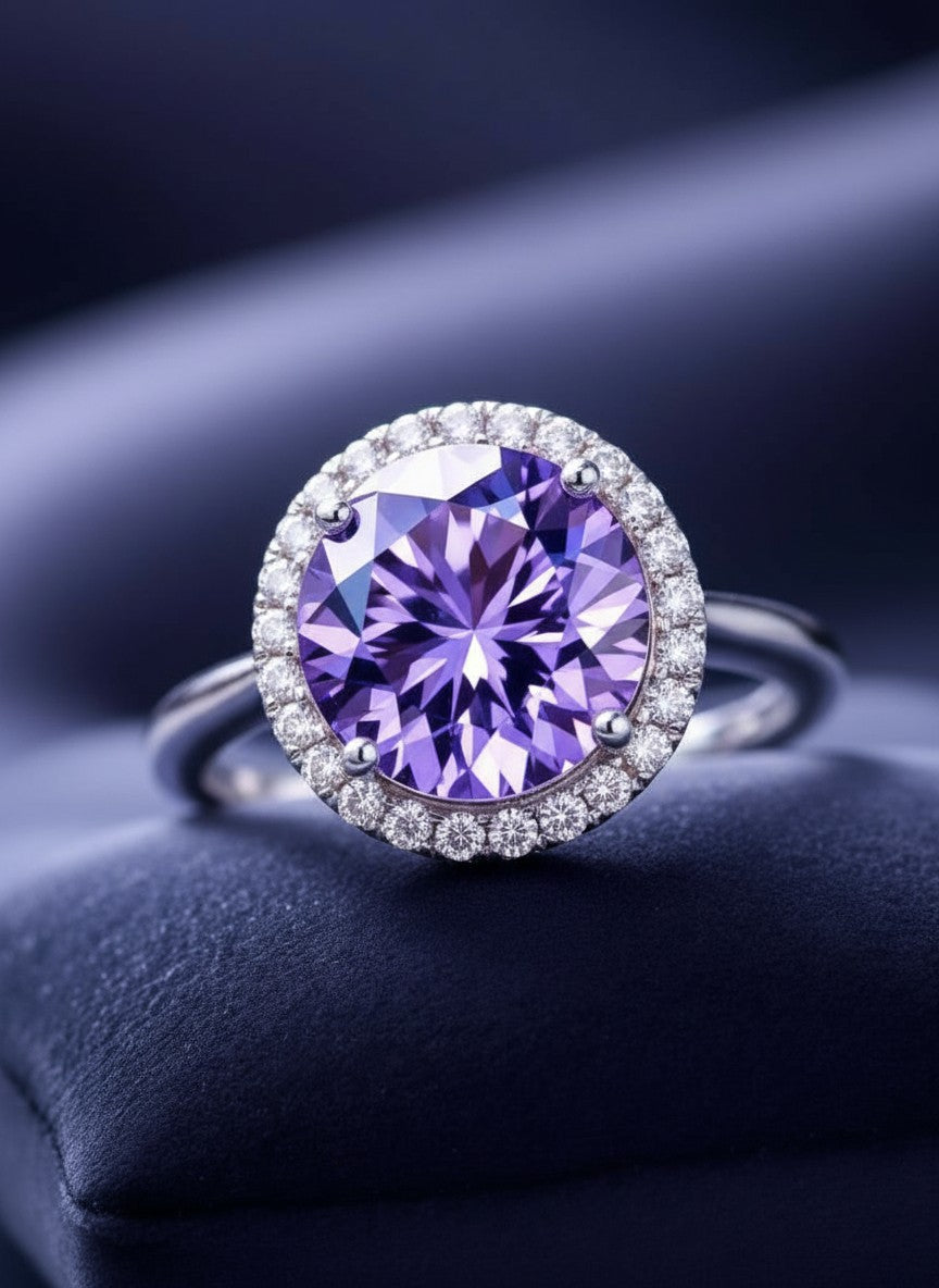 Circle of Life Ring with Halo<br>Round Portuguese Cut • 7mm