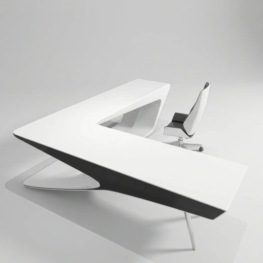 Chevron · White L-Shaped Executive Desk