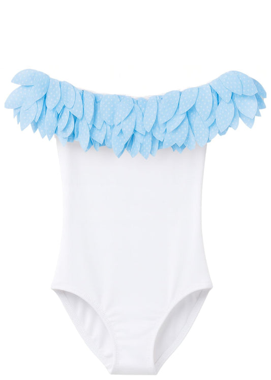 Polka Dot Petals White Swimsuit