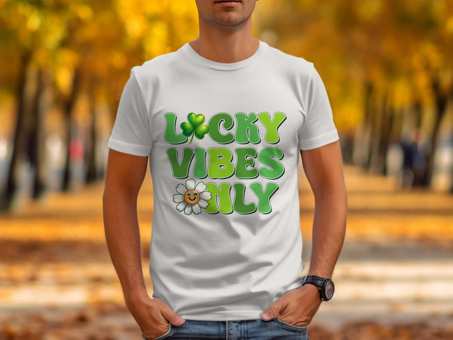 Lucky Vibes Only T-Shirts, Saint Patricks Day Shirt, Clover Shirt, Shamrock Shirt, Flower Shirt, Trendy Shirts