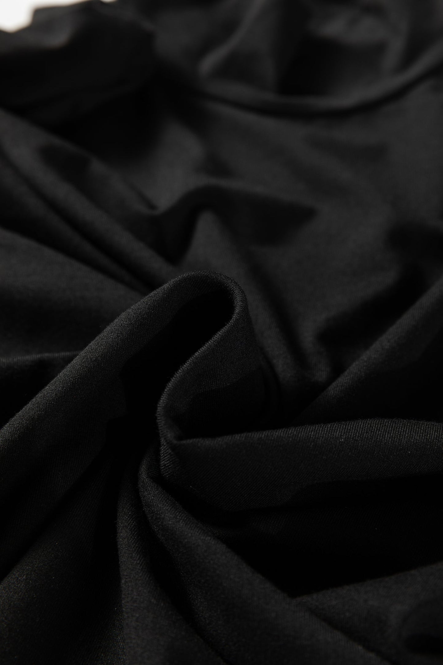 Black Slim Fit High Neck Long Sleeve Basic Top